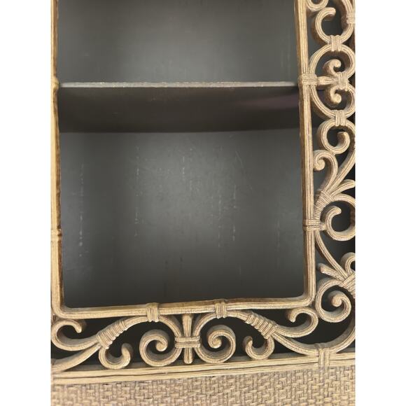 Vintage Homco Syroco Faux Rattan Bamboo Plastic Ornate Wall Cabinet 3609 - Picture 5 of 13